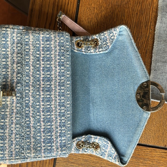 Sandro tweed purse in blue and white. - Picture 6 of 8